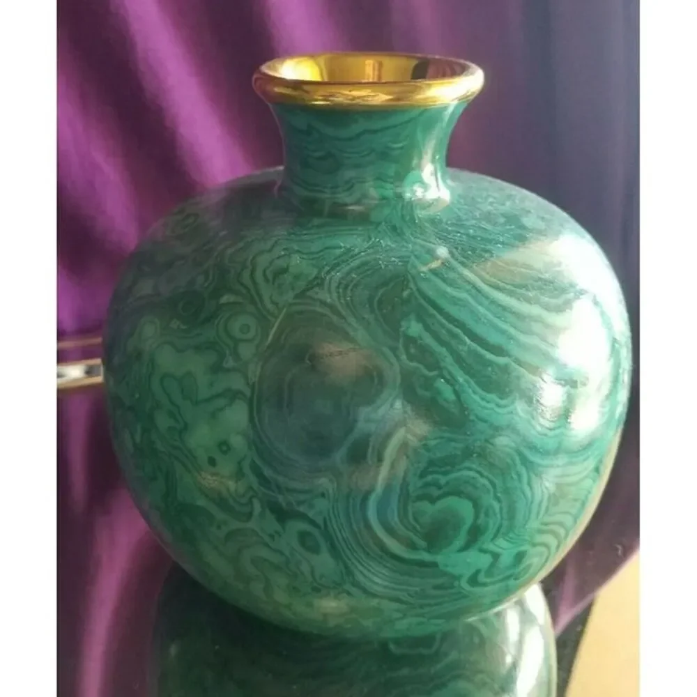 Vintage South America  Studio Pottery Jar green glaze w/gold MOD 5.5